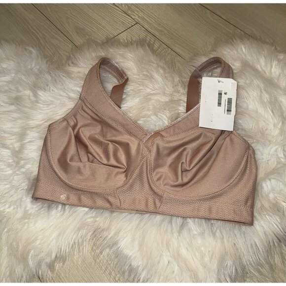 Glamorise 1006 Full Figure MagicLift Seamless Wire Free Sports Bra 34D Beige New - Picture 1 of 6